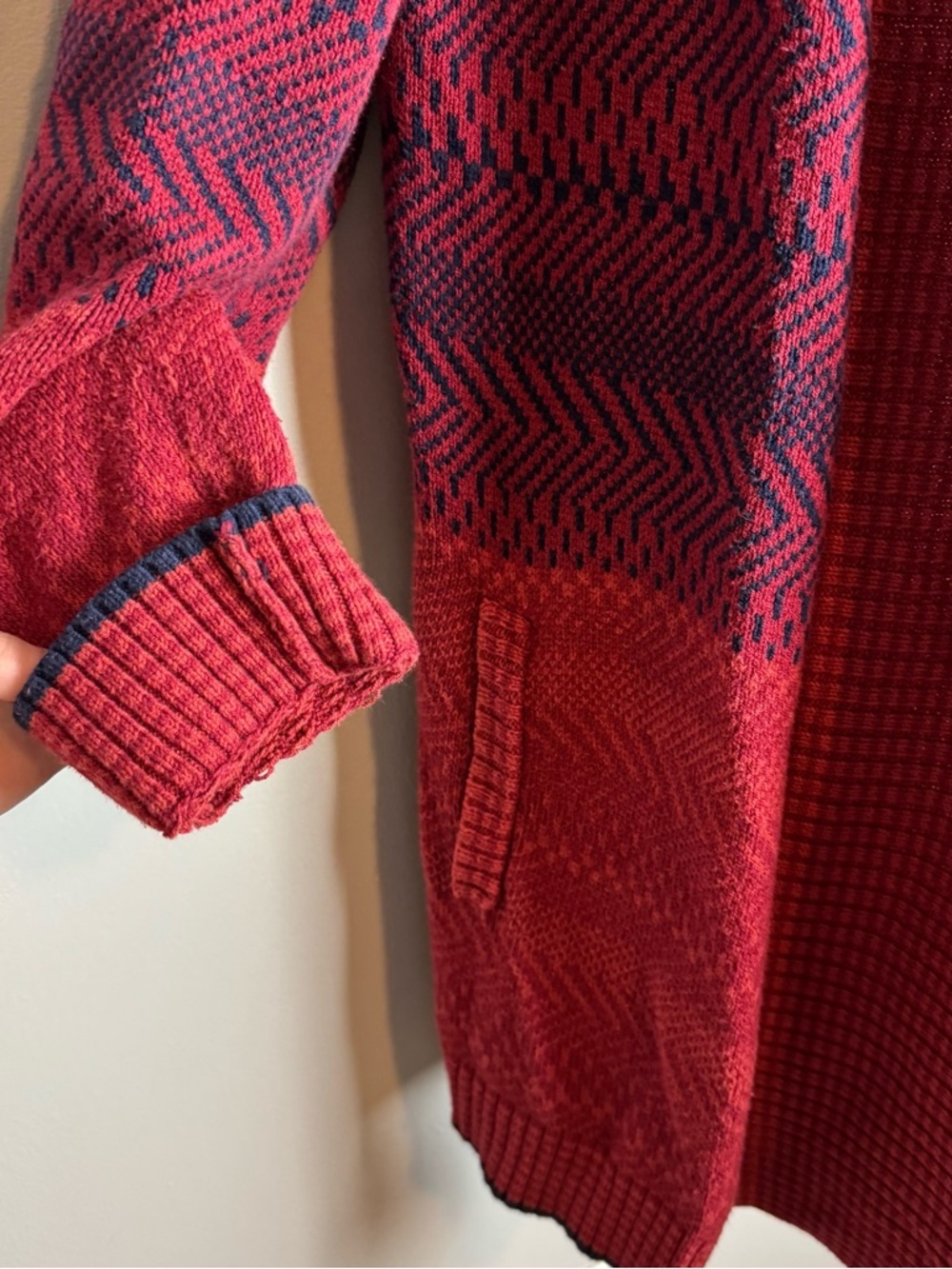 CAbi Red And Navy Blue Joy Cardigan Size M - Picture 4 of 10